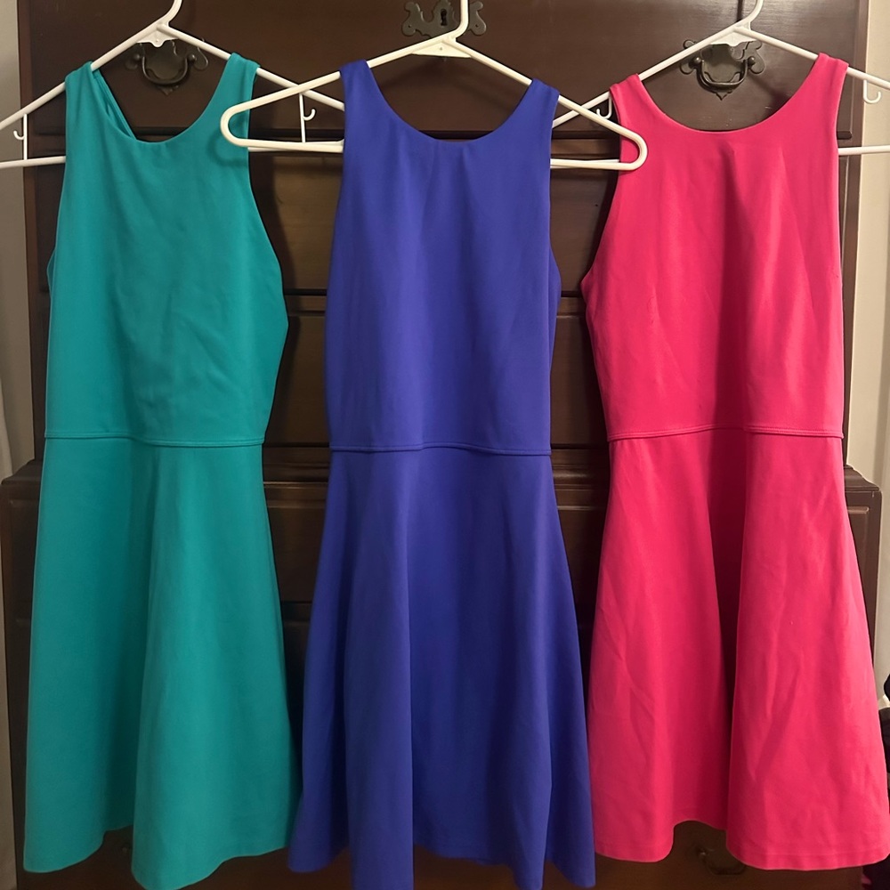 Athleta Conscious Dresses - Set of Three in blue green and pink size S/P